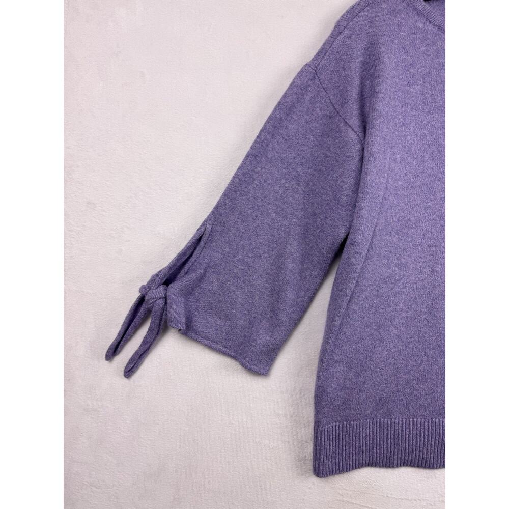 LOFT Women’s Small Lilac Boat Neck Pullover Sweater Cotton Blend 3/4 Tie Sleeve - Picture 3 of 9